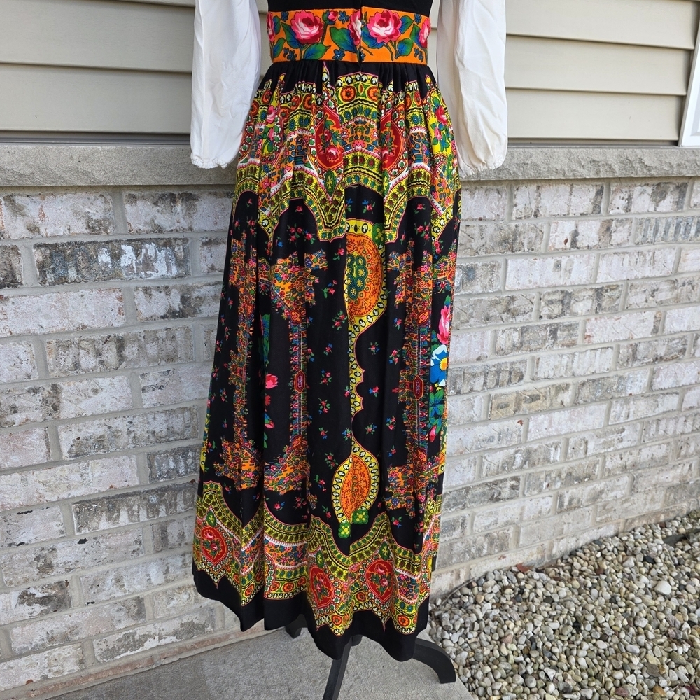 Vintage 70s Carlette Union Made Boho Floral Maxi Dress - Picture 7 of 13
